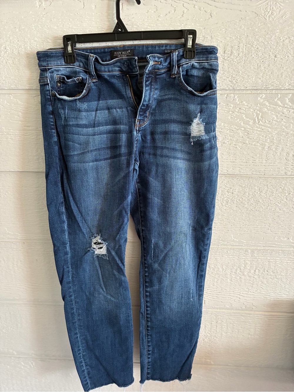 Judy Blue Medium Dark Blue Distressed Skinny Jeans